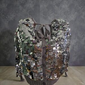 Sequin Embellished Gray Cardigan Size M/L